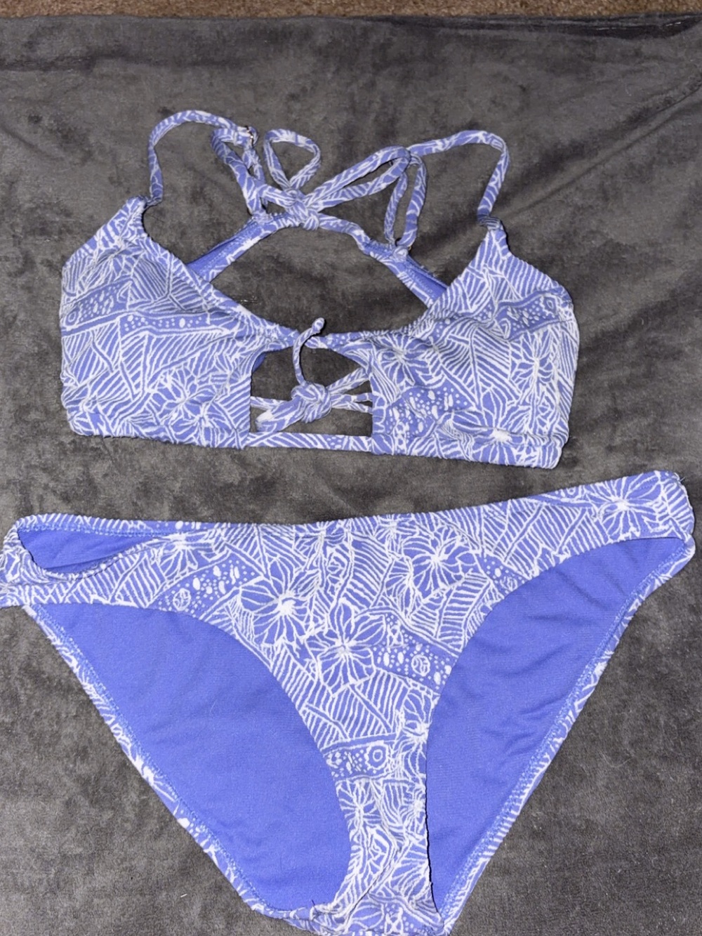 No Boundaries Blue Floral Print Two-Piece Swim Set